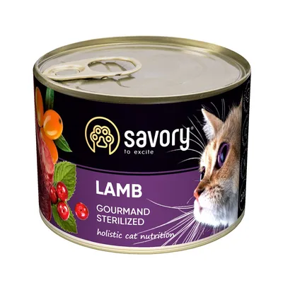 Savory Nassfutter für sterilisierte Katzen mit Lamm Savory Nassfutter für sterilisierte Katzen mit Lamm