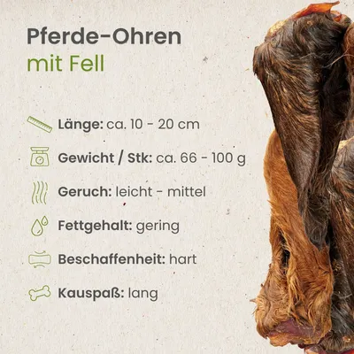 Kauartikel.com Pferde-Ohren mit Fell - Stückware