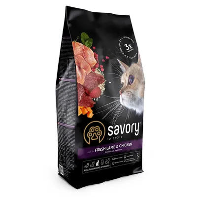Savory Trockenfutter für sterilisierte Katzen mit Lamm & Huhn