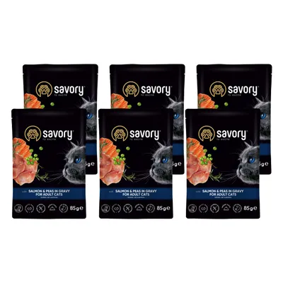 Savory Nassfutter für Katzen mit Lachs & Erbsen