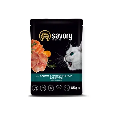Savory Nassfutter für Kitten mit Lachs & Karotte