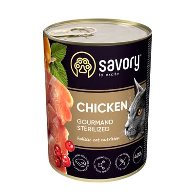 Savory Nassfutter für sterilisierte Katzen mit Huhn