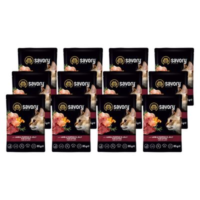 Savory Nassfutter für Kitten mit Lamm & Kürbis