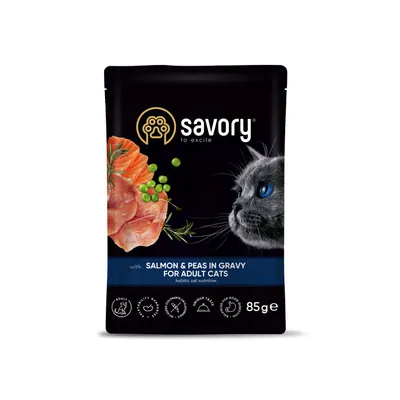 Savory Nassfutter für Katzen mit Lachs & Erbsen