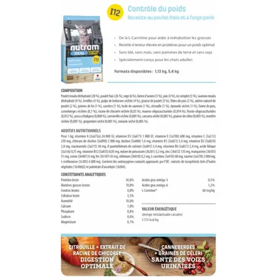 Nutram Ideal I20 Croquettes Weight Control pour chat