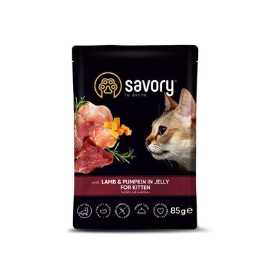 Savory Nassfutter für Kitten mit Lamm & Kürbis