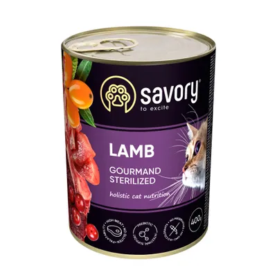 Savory Nassfutter für sterilisierte Katzen mit Lamm Savory Nassfutter für sterilisierte Katzen mit Lamm