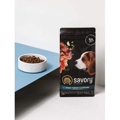Savory Trockenfutter für Welpen mit Pute & Huhn