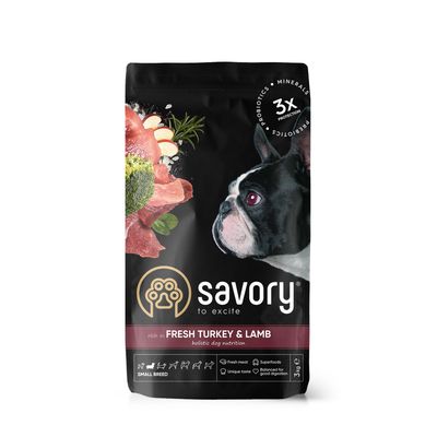 Savory Trockenfutter für kleine Hunde mit Pute & Lamm