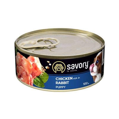 Savory Nassfutter für Welpen mit Kaninchen
