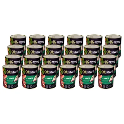 Savory Nassfutter für Hunde mit vier Fleischsorten Savory Nassfutter für Hunde mit vier Fleischsorten