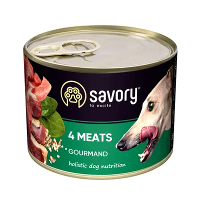 Savory Nassfutter für Hunde mit vier Fleischsorten