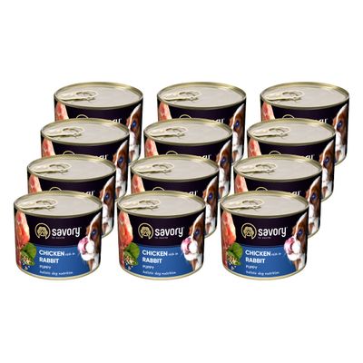 Savory Nassfutter für Welpen mit Kaninchen