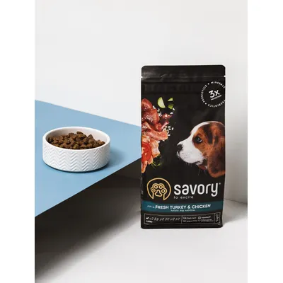 Savory Trockenfutter für Welpen mit Pute & Huhn Savory Trockenfutter für Welpen mit Pute & Huhn