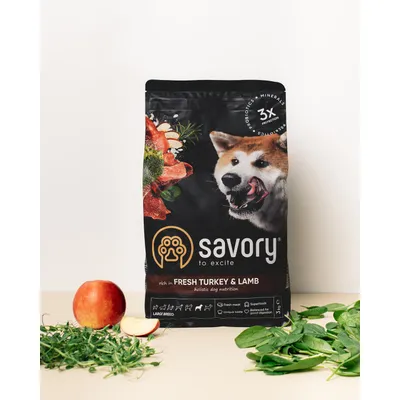 Savory Trockenfutter für große Hunde mit Pute & Lamm