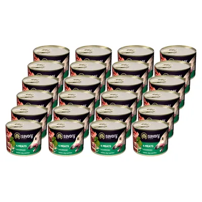 Savory Nassfutter für Hunde mit vier Fleischsorten