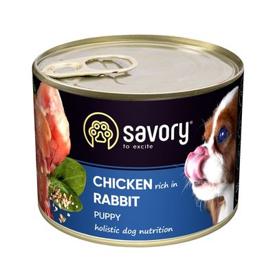 Savory Nassfutter für Welpen mit Kaninchen