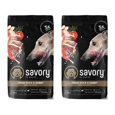 Savory Trockenfutter für Hunde mit Ente & Kaninchen Savory Trockenfutter für Hunde mit Ente & Kaninchen