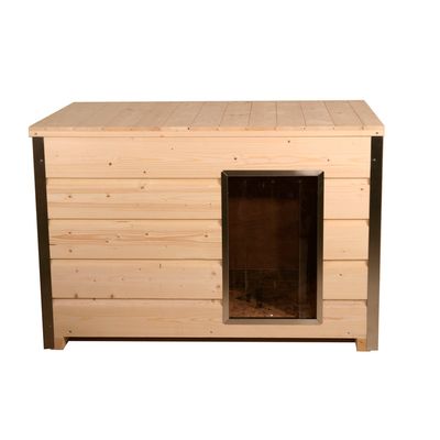 SunnyDogs isolierte Holz-Hundehütte mit Flachdach