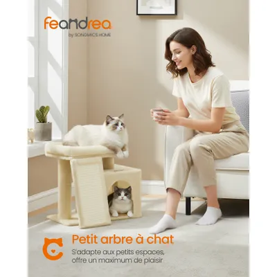 FEANDREA - Arbre à chat - Planche à griffer, 2 couchages