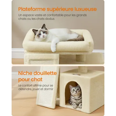 FEANDREA - Arbre à chat - Planche à griffer, 2 couchages