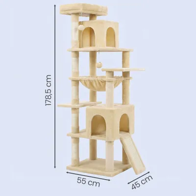 FEANDREA Arbre à chat haut avec niche et griffoir pour gros chat FEANDREA Arbre à chat haut avec niche et griffoir pour gros chat