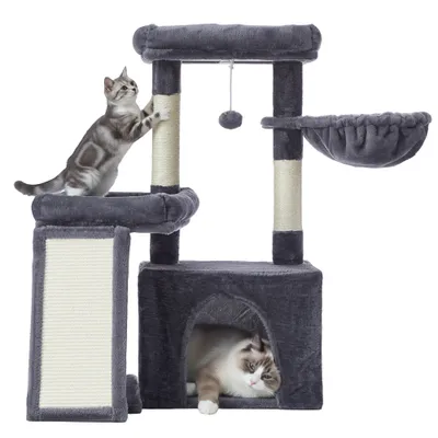 FEANDREA Arbre à Chat avec Planche à Griffer, 2 Couchages, 85,8 cm de Haut FEANDREA Arbre à Chat avec Planche à Griffer, 2 Couchages, 85,8 cm de Haut