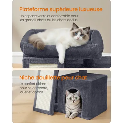 FEANDREA - Arbre à chat - Planche à griffer, 2 couchages