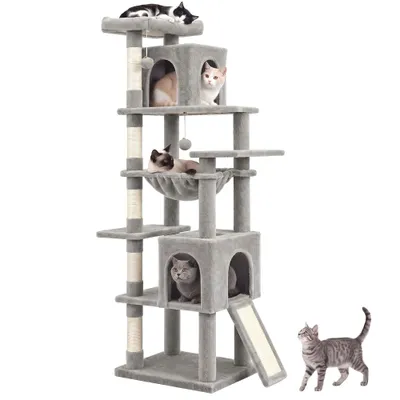 FEANDREA Arbre à chat haut avec niche et griffoir pour gros chat FEANDREA Arbre à chat haut avec niche et griffoir pour gros chat
