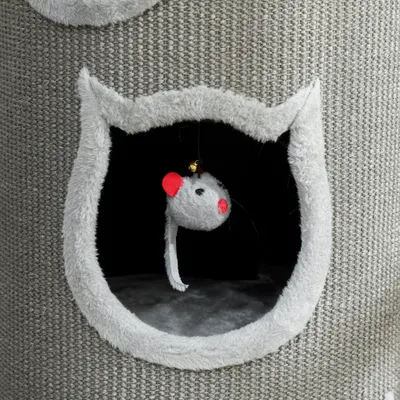 PawHut - Arbre à chat 3 niches, 3 jouets, panier haut