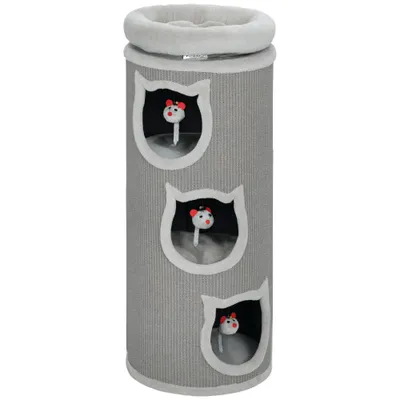 PawHut - Arbre à chat 3 niches, 3 jouets, panier haut