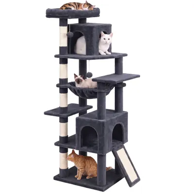 FEANDREA Arbre à chat haut avec niche et griffoir pour gros chat FEANDREA Arbre à chat haut avec niche et griffoir pour gros chat