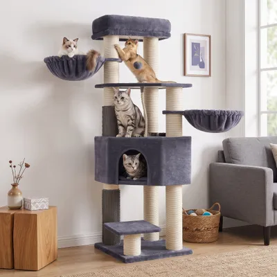 Feandrea Arbre à Chat Hauteur de  160 cm Grand et Stable avec Tapis Chaud