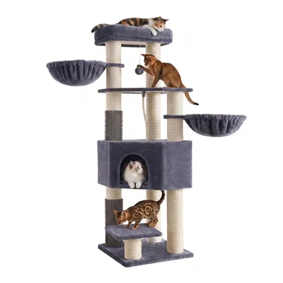 Feandrea Arbre à Chat Hauteur de  160 cm Grand et Stable avec Tapis Chaud