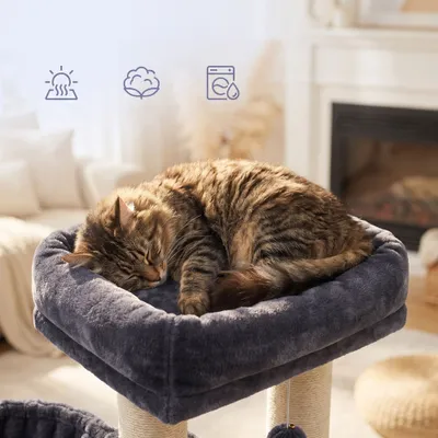 Feandrea Arbre à Chat Hauteur de  160 cm Grand et Stable avec Tapis Chaud