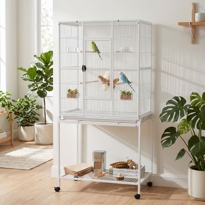 PawHut - Cage oiseaux portable 4 mangeoires