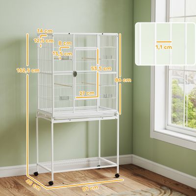 PawHut - Cage oiseaux portable 4 mangeoires