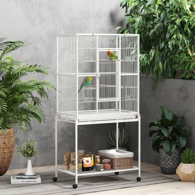 PawHut - Cage oiseaux portable 4 mangeoires