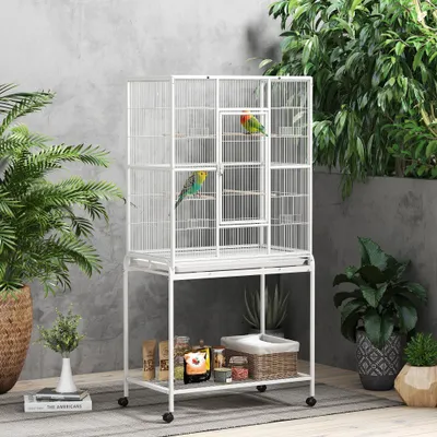 PawHut - Cage oiseaux portable 4 mangeoires