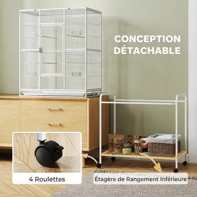 PawHut - Cage oiseaux portable 4 mangeoires PawHut - Cage oiseaux portable 4 mangeoires