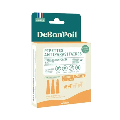 DE BON POIL - Pipettes Antiparasitaires Chiot et Chien 2 à 10 kg DEBONPOIL DE BON POIL - Pipettes Antiparasitaires Chiot et Chien 2 à 10 kg DEBONPOIL