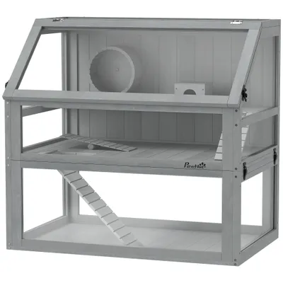 PawHut - Cage hamster 3 niveaux rampes roue bascule cabane H.76cm PawHut - Cage hamster 3 niveaux rampes roue bascule cabane H.76cm
