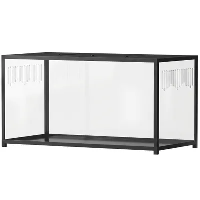 PawHut ? Cage hamster rongeur acier noir transparent toit ouvrant H.53cm