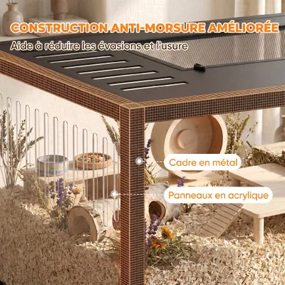 PawHut ? Cage hamster rongeur acier noir transparent toit ouvrant H.53cm PawHut ? Cage hamster rongeur acier noir transparent toit ouvrant H.53cm