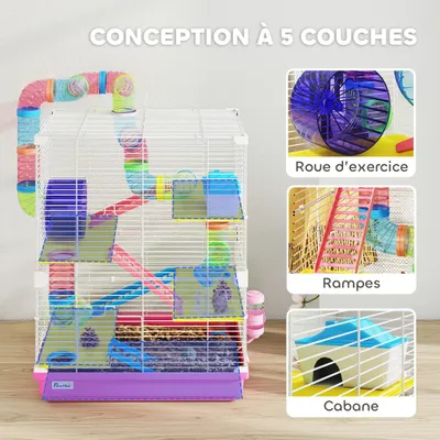 PawHut - Cage hamster rongeur 4 étages nombreux accessoires
