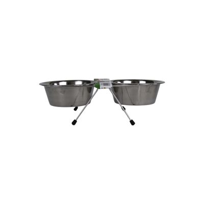 DOUBLE GAMELLE INOX - SUPPORT INOX POUR LE CONFORT DE VOTRE COMPAGNON