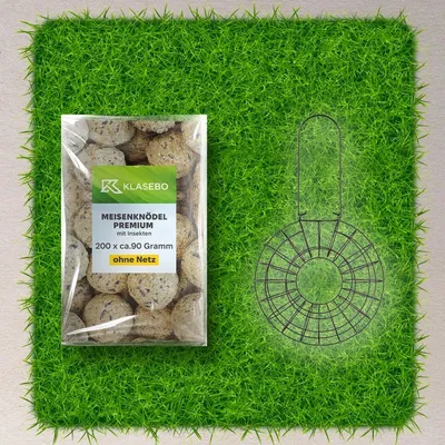 KLASEBO Set boules de graisse aux insectes et vers de farine + support KLASEBO Set boules de graisse aux insectes et vers de farine + support