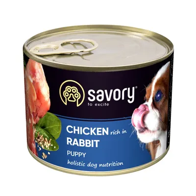 Savory Nassfutter für Welpen mit Kaninchen