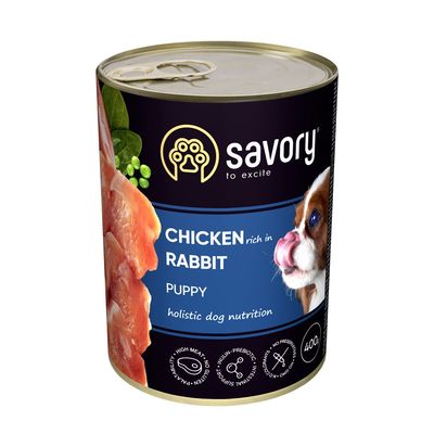 Savory Nassfutter für Welpen mit Kaninchen