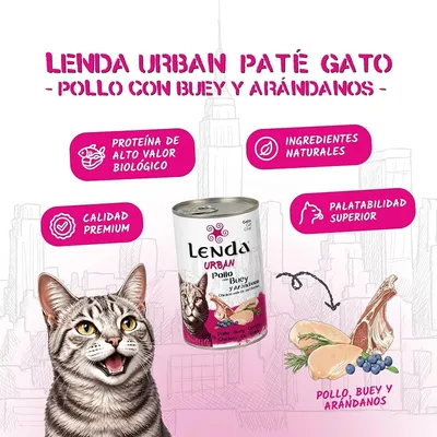 Lenda Urban Comida Húmeda para Gatos Pollo con Buey y Arándanos Lenda Urban Comida Húmeda para Gatos Pollo con Buey y Arándanos